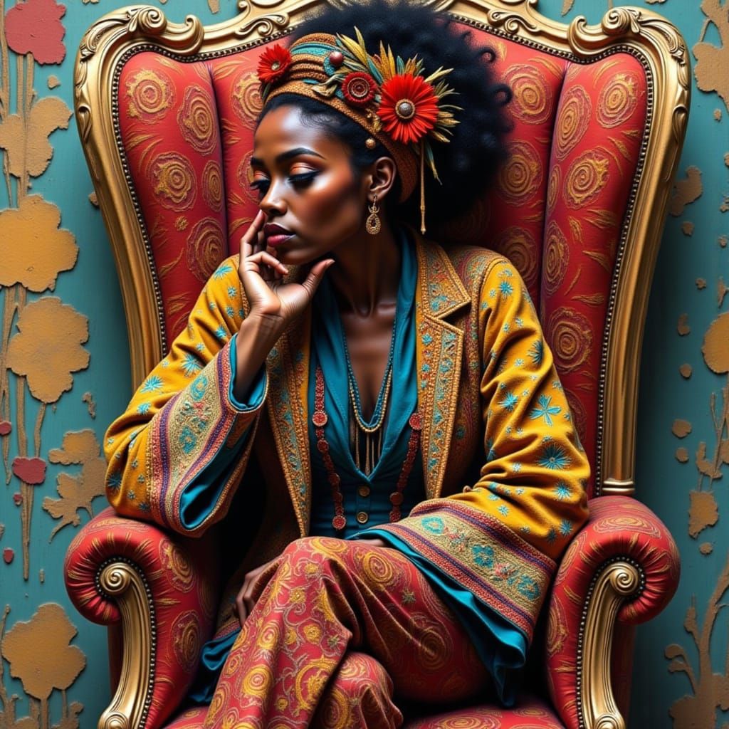 Bohemian Thinker Portrait with Vibrant Colors