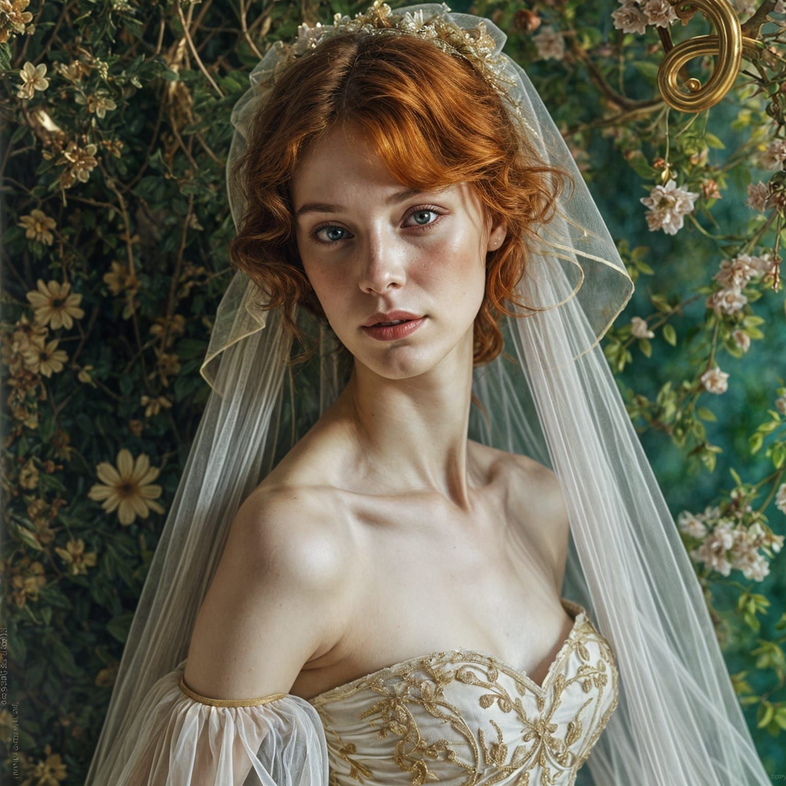 Ariel's Wedding Day Joy in Pre-Raphaelite Style