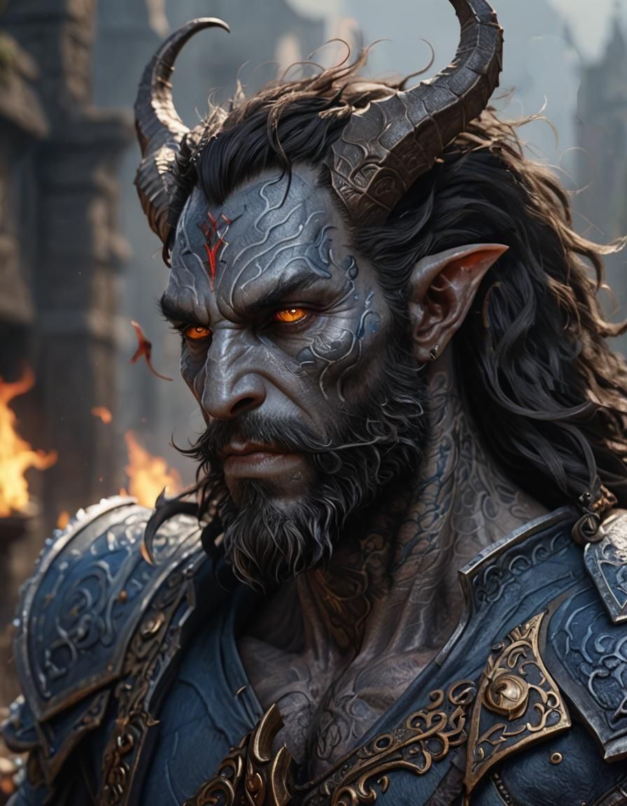 Gigachad Tiefling Fantasy Concept Art