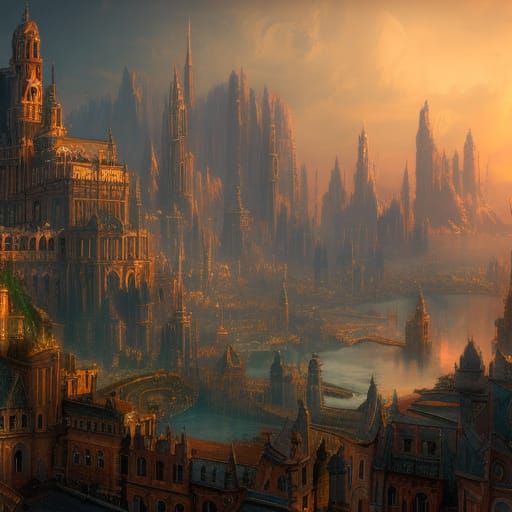 Fantastical City Concept Art in Deep Color