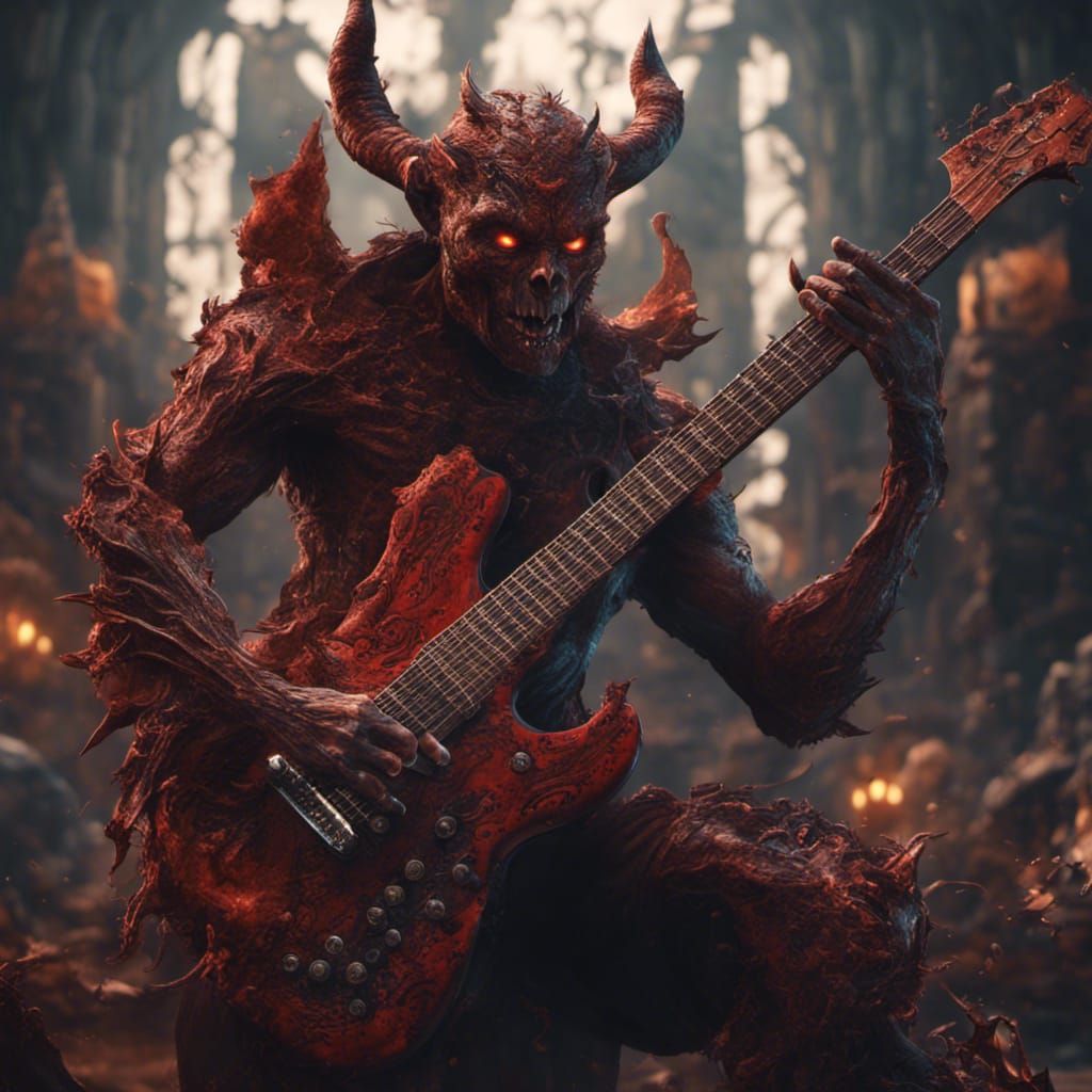 Devil Plays Guitar: Detailed Fantasy Concept Art