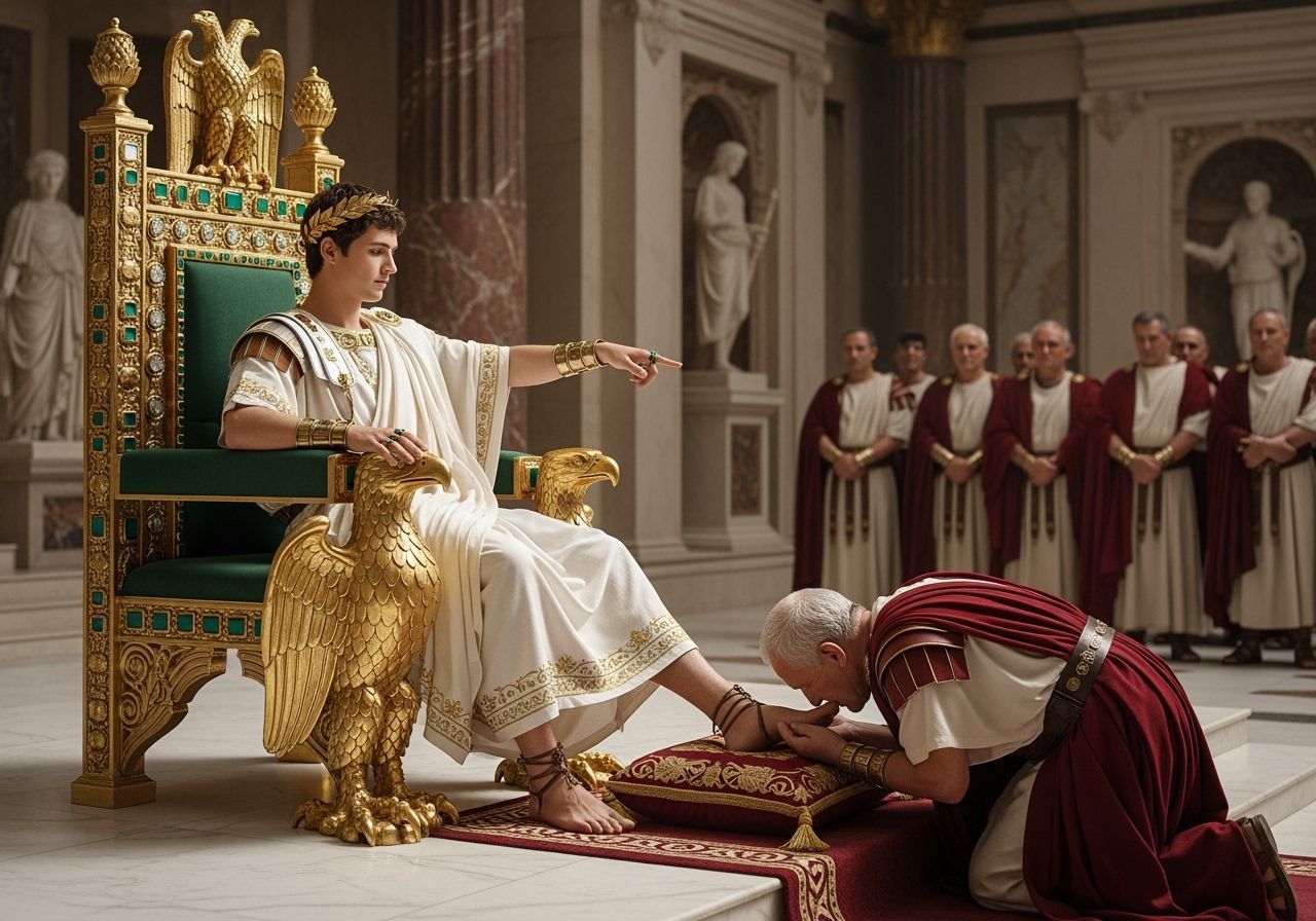 Emperor Nero on Opulent Jeweled Throne