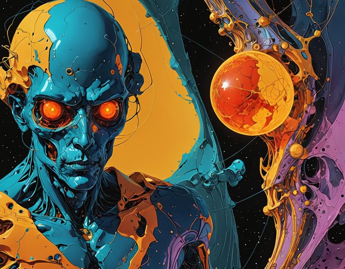 Skin-Walker in Surrealist Neon X-ray Style