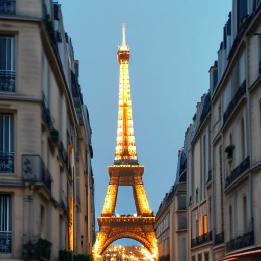 Eiffel Tower Night Scene with Flowers