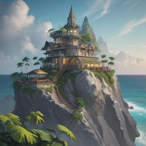 Cozy Beach Home with Tropical Flowers in 8K