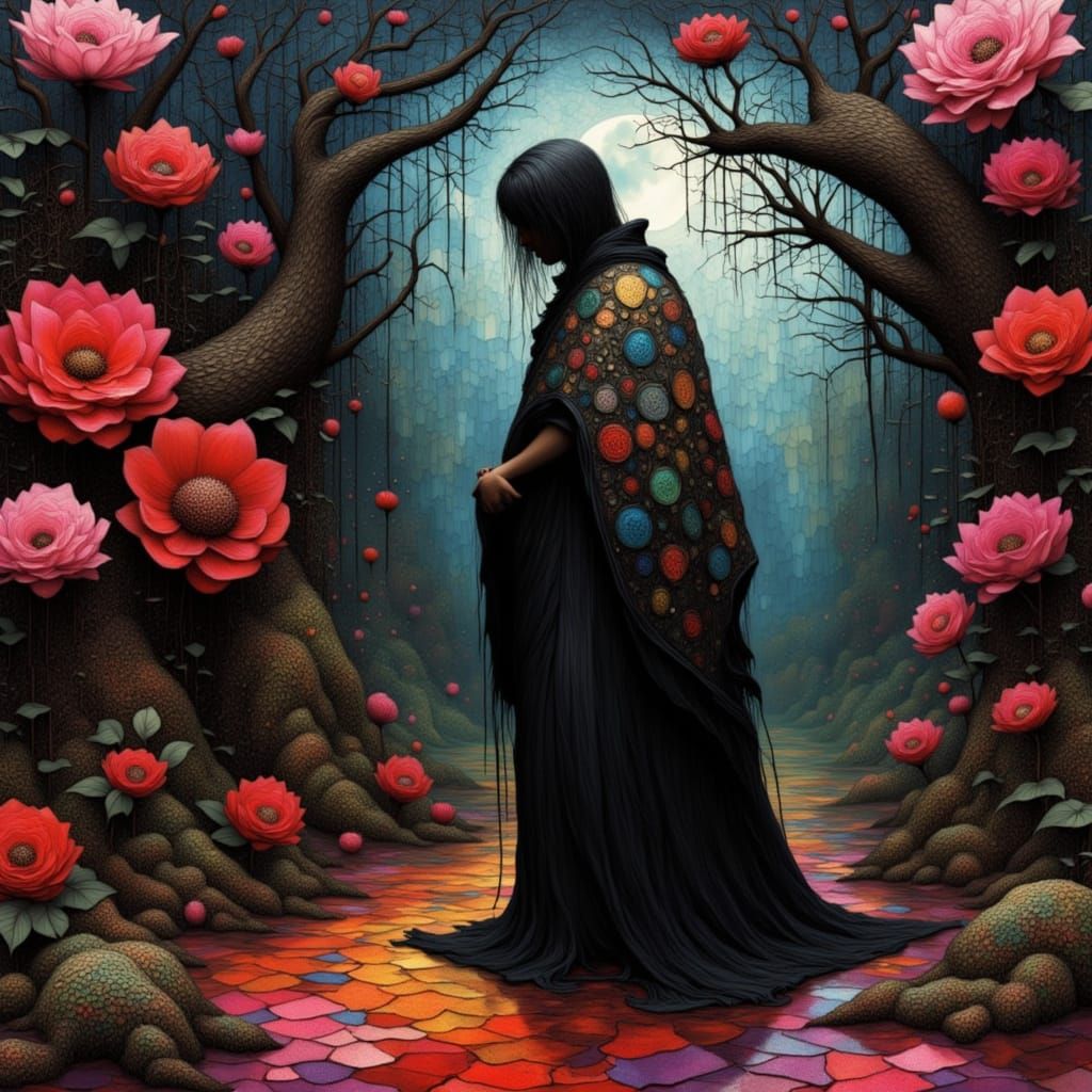 <lora:SOS STACKED STILTS:1.0> Black female lonely wanderer, ...