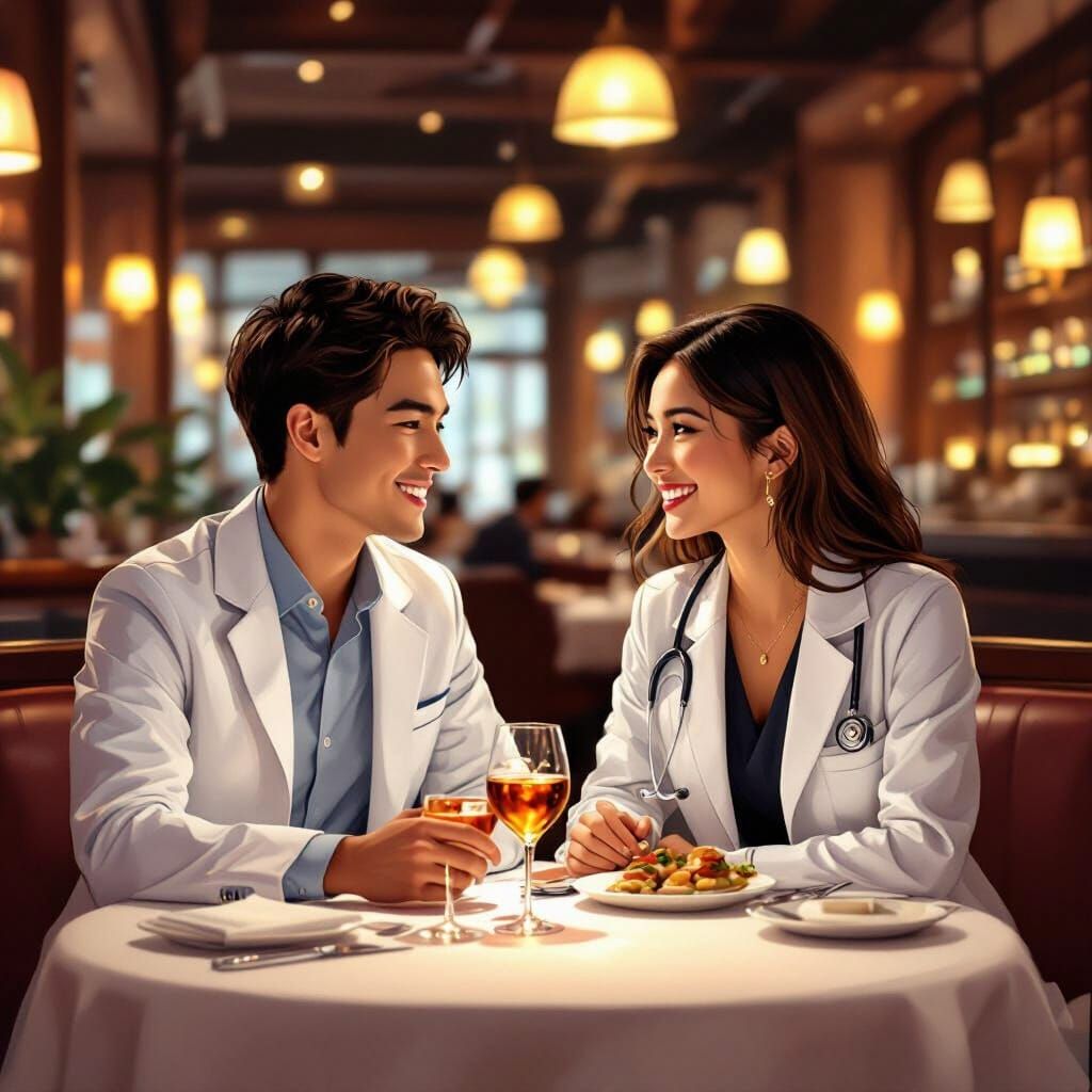 Romantic Dinner: Engineer and Doctor Share Joyful Conversati...