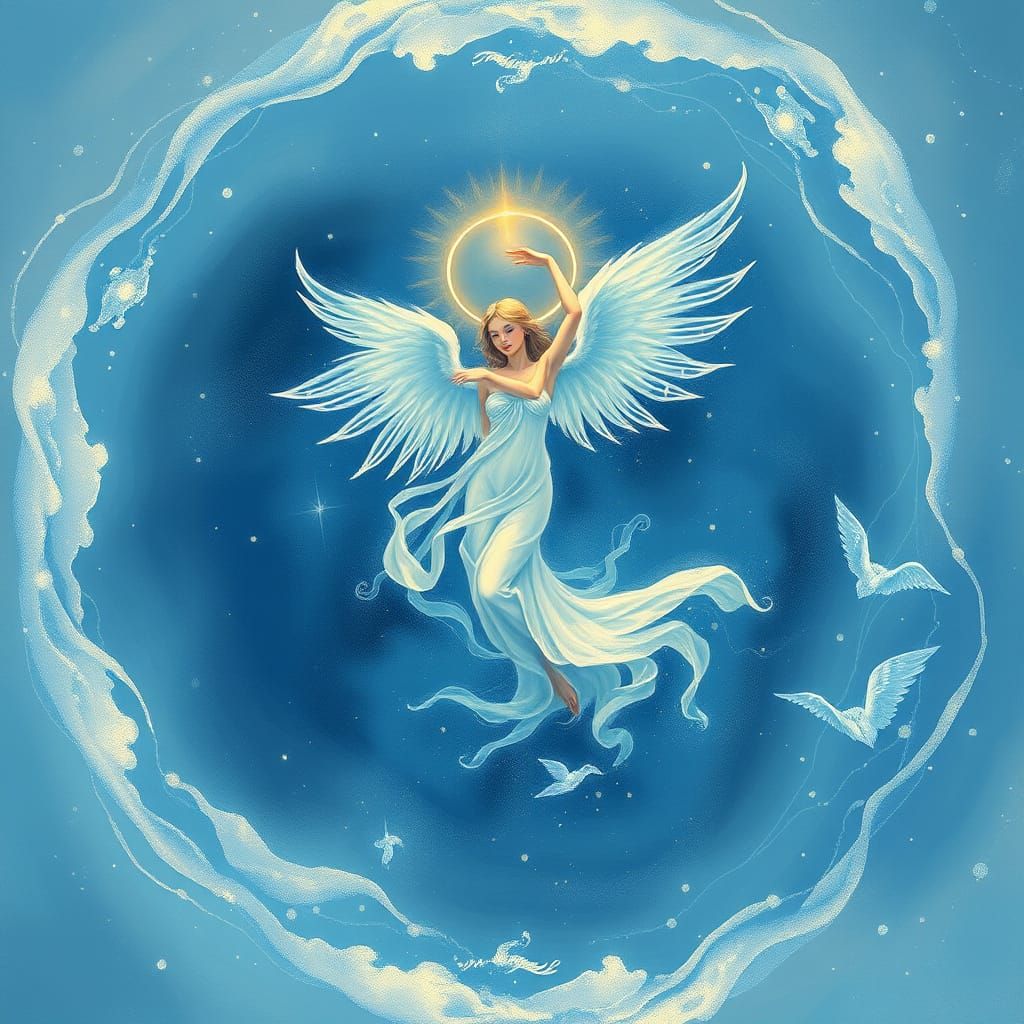 Angel in Ethereal Waterspiral, Dancing in Mystical Harmony
