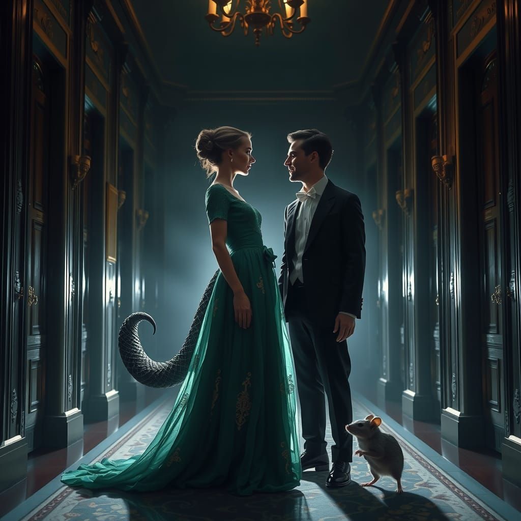 Surreal Transformations: Woman to Serpent, Man to Mouse