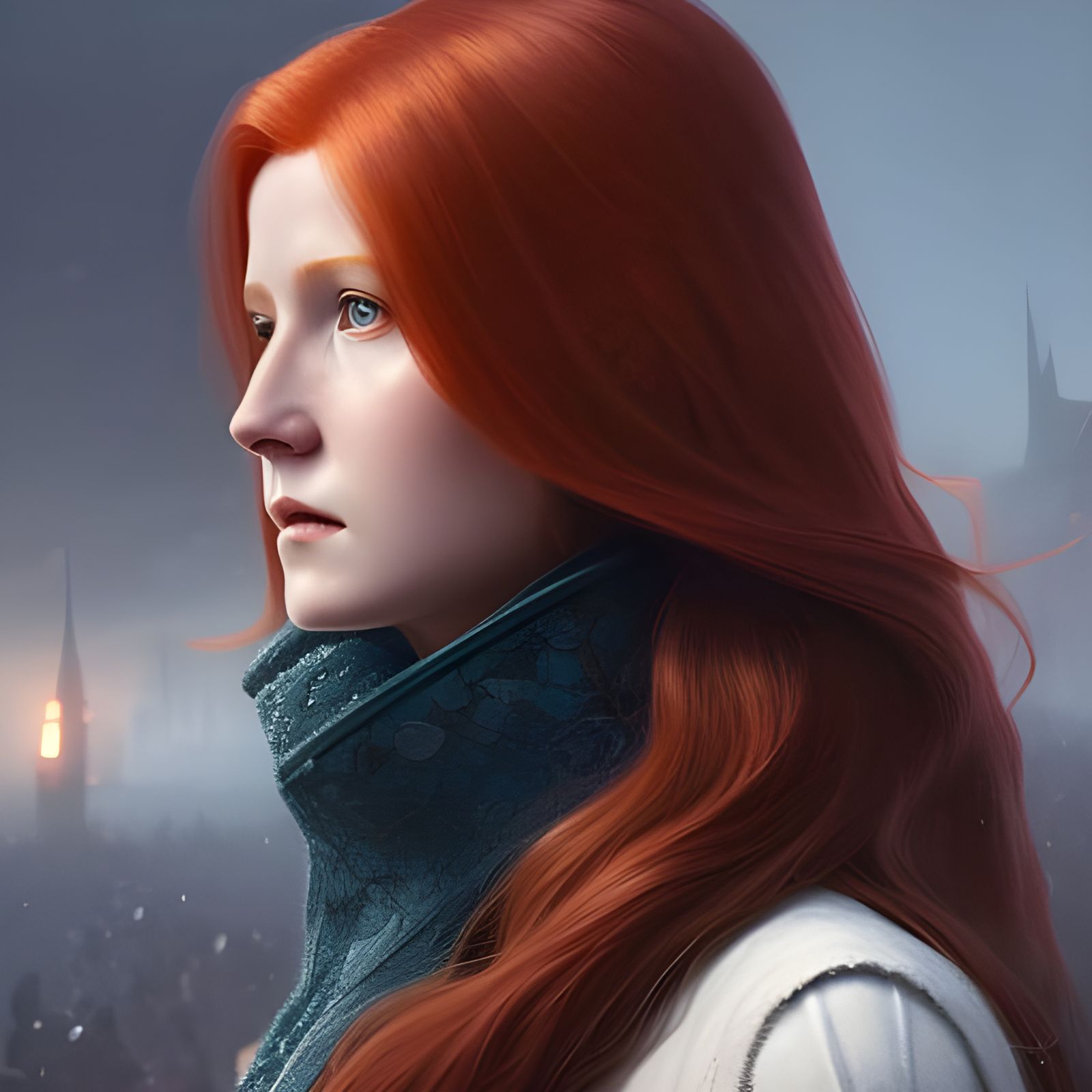 Ginny Weasley Portrait in Hyperdetailed Art Nouveau Style