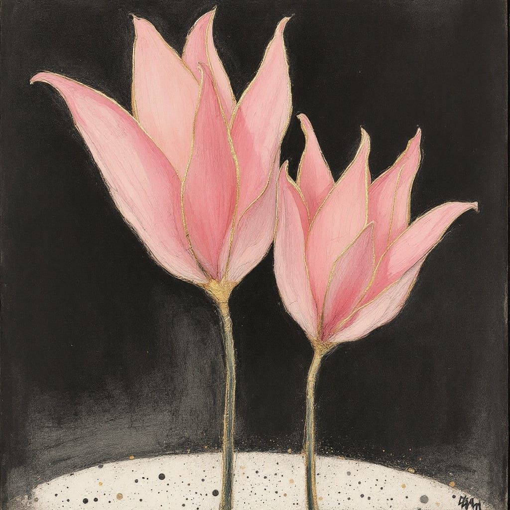 Whispers of Spring: Charcoal Sketches of Golden Petals