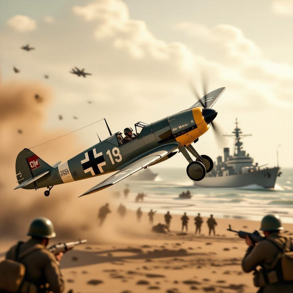 Messerschmitt BF-109 Down Over Normandy, Sepia Tone