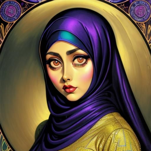 Confident Hijabi Woman in Retro Comic Art Style