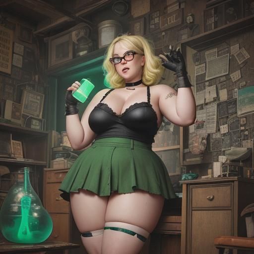 Playful Blond Woman in Punk Grunge Style