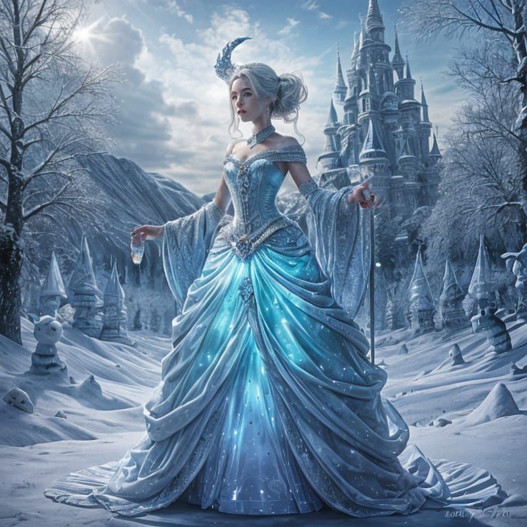 Ethereal Princess in an Enchanted Ice Palace