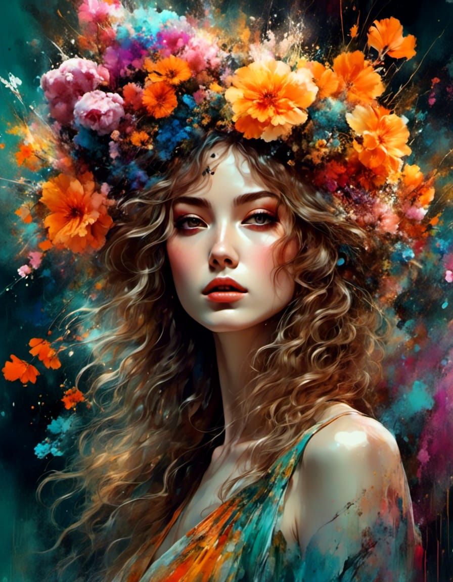 Goddess of Spring in a Wildflower Forest