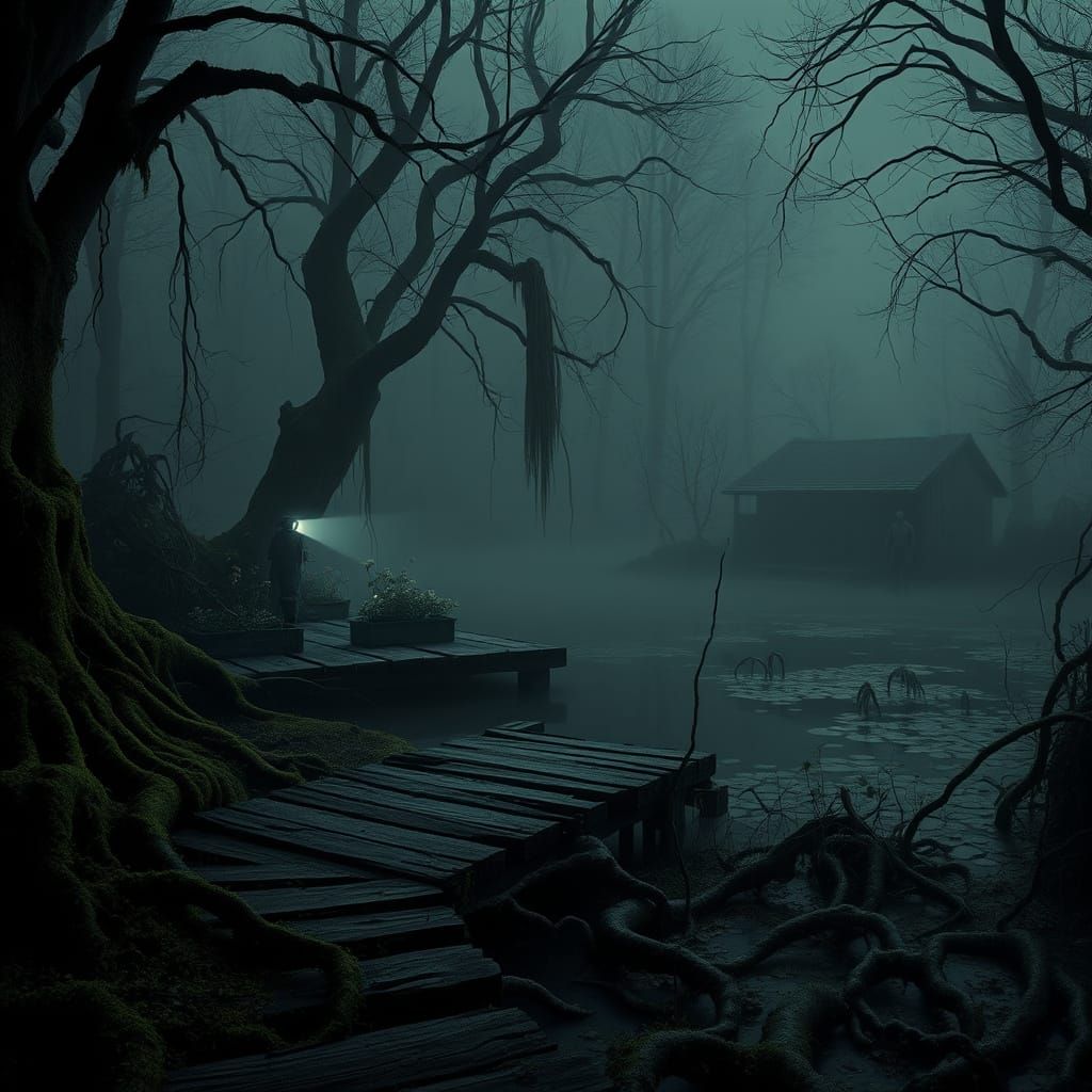 Twilight Swamp: Abandoned Garden in Horror-Fantasy Style