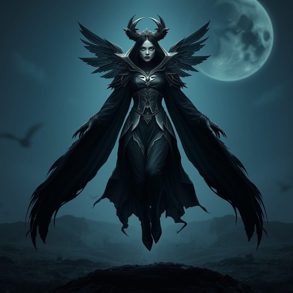 Gothic Sorceress Levitation: Dark Fantasy Concept Art