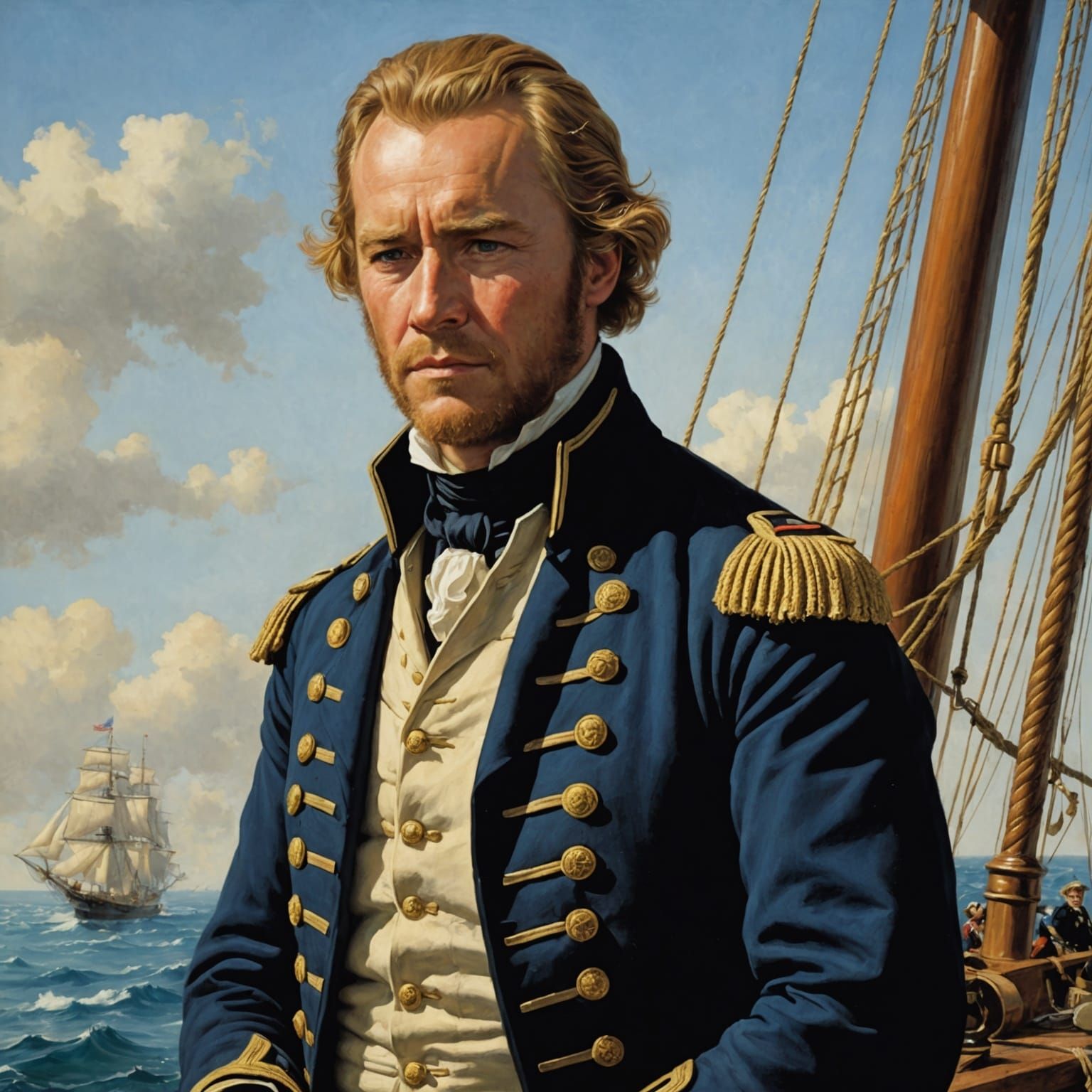 Naval Captain Amidst Ocean Voyage