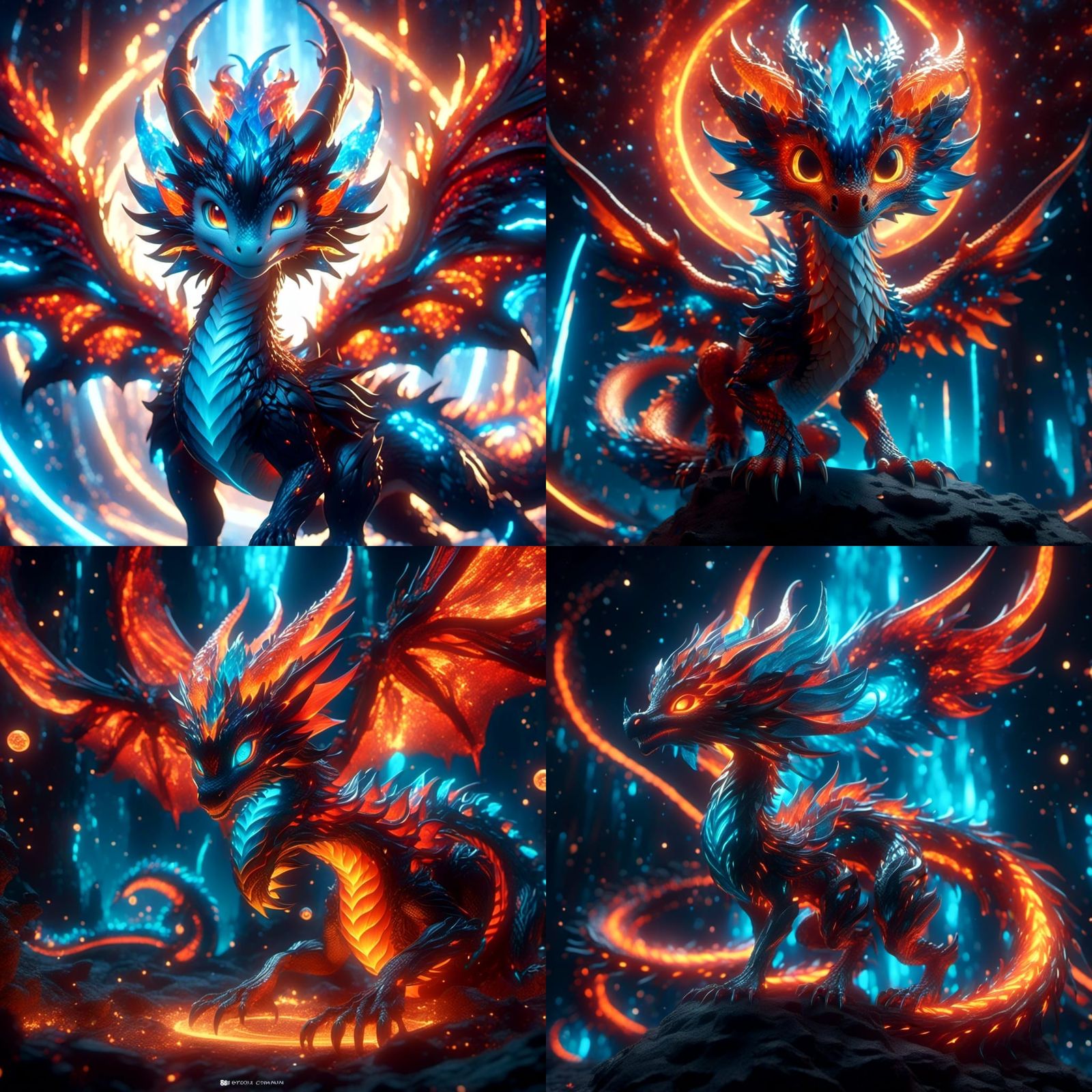 Surreal Dragon-like Creature with Multiple Eyes, Anime Style