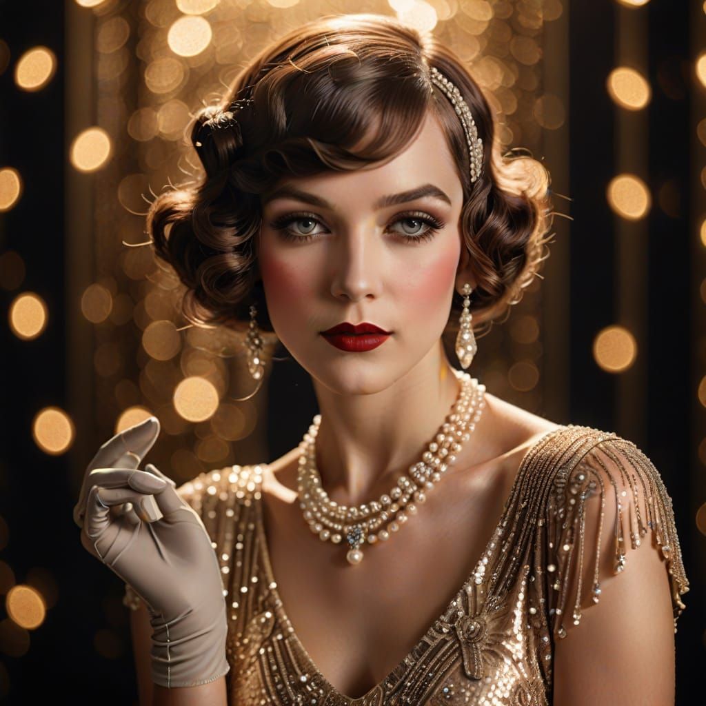 Flapper Portrait in Art Deco Style, Glamour Photography