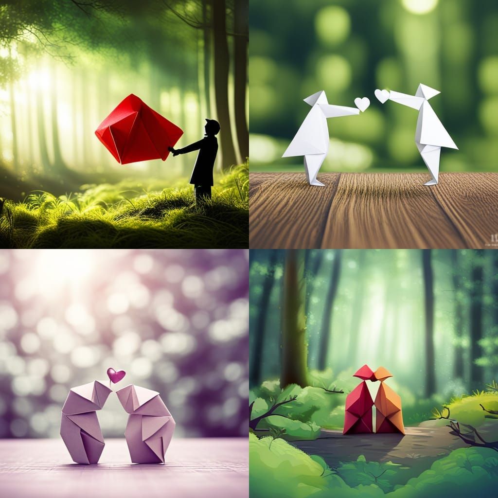Intimate Forest Scene in Origami Papercraft Style