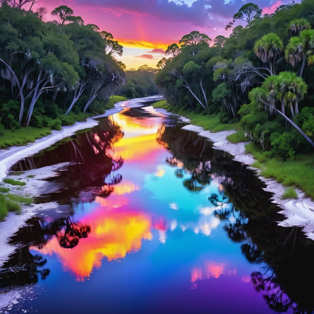 Rainbow River at Sunset Landscape