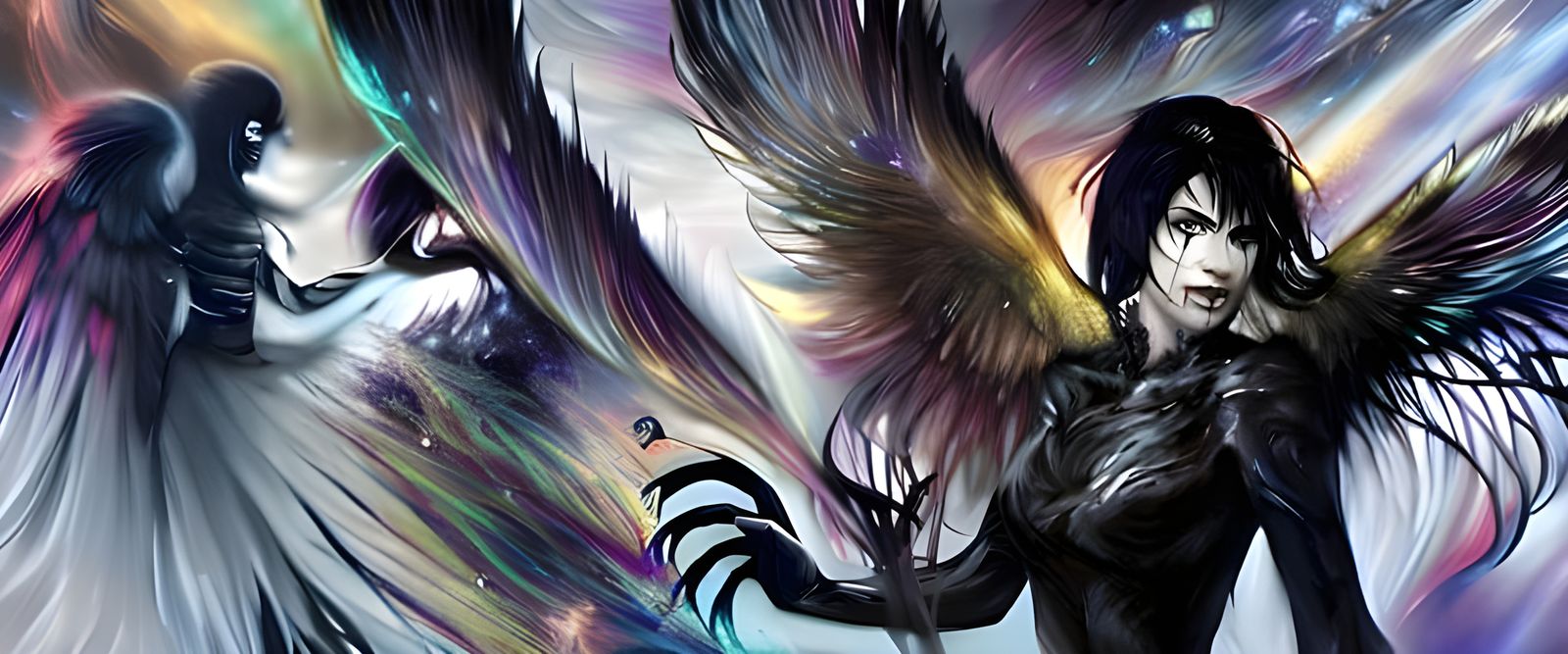 Gothic Angel Wings in Space: Hyperdetailed Concept Art