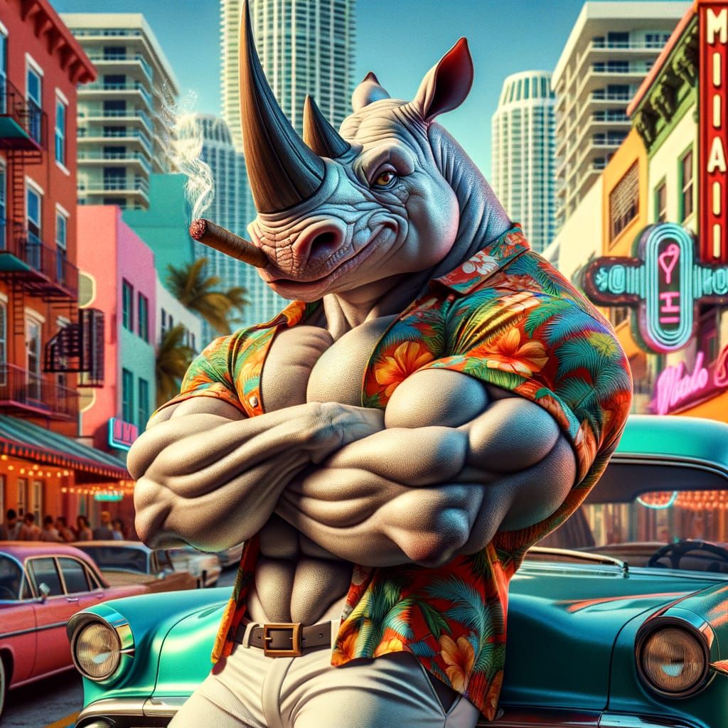 Rhinoceros in Miami: Retro Commercial Art