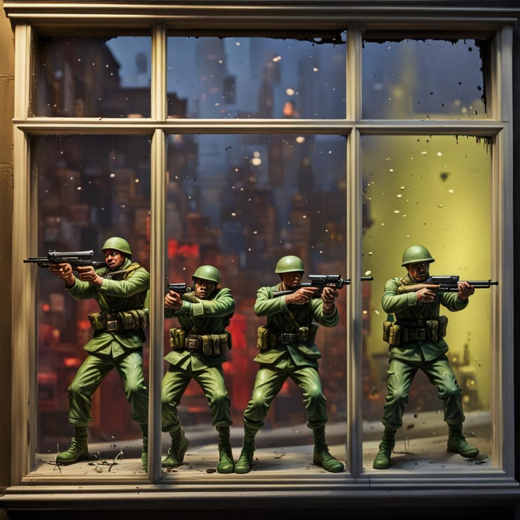 Sinister Toy Soldiers in Shop Window
