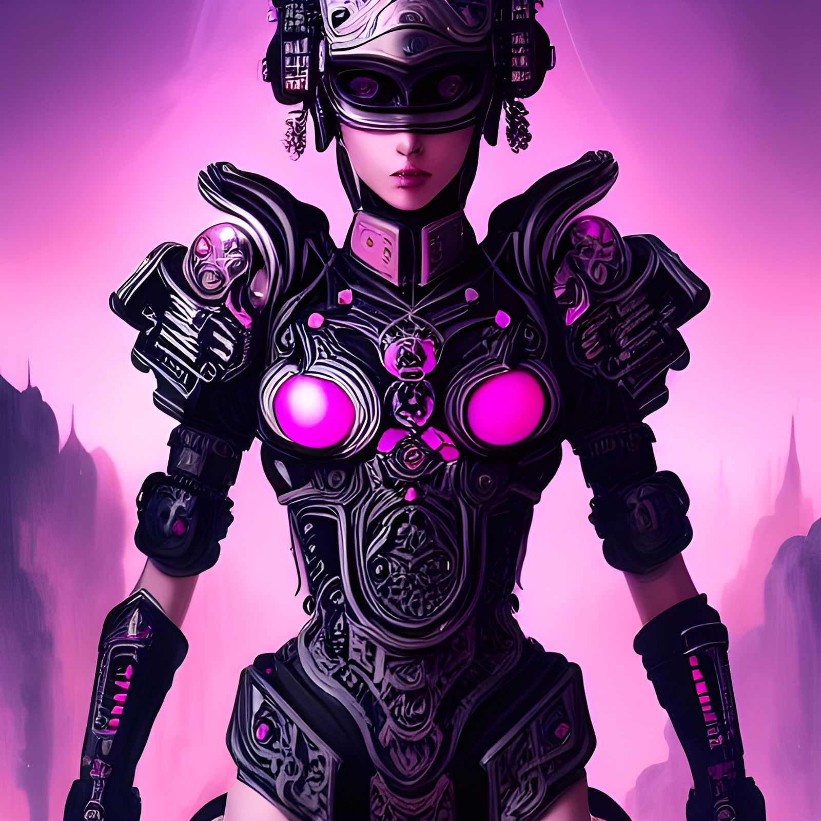 Sci-Fi Girl in Cyberpunk Armor