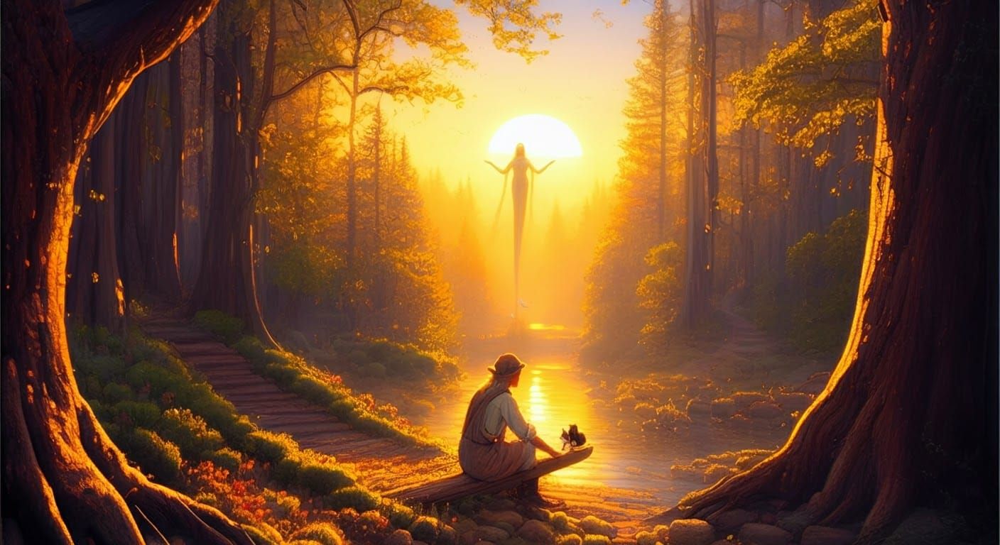 Ethereal Fantasy Scene with Impossible Shapes and Colors