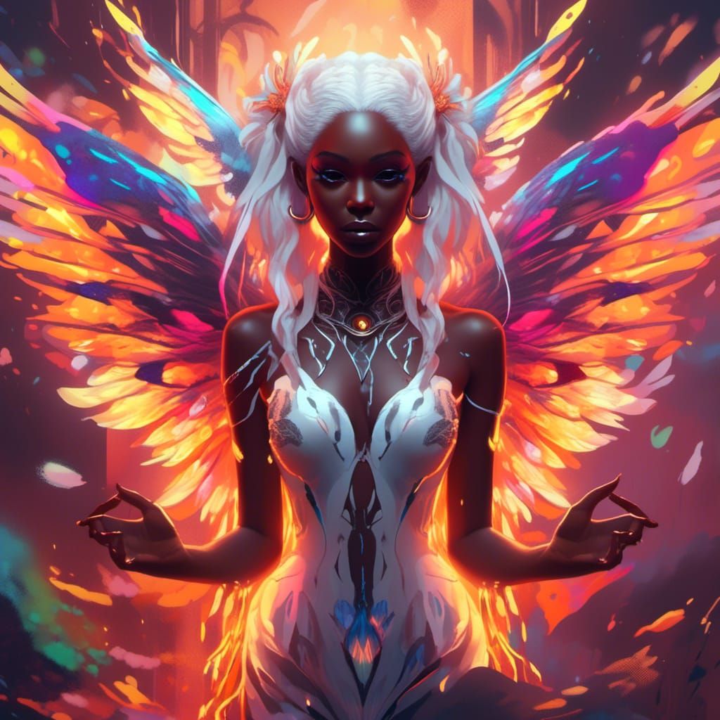 Fiery Fairy: Graffiti Art with Transparent Wings