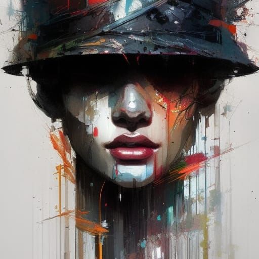 Textured Hat Portrait in Graphite Sketch Style