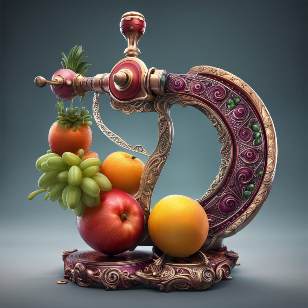 Hyperrealistic Fruit Peeler: Elaborate, Intricate, Precise