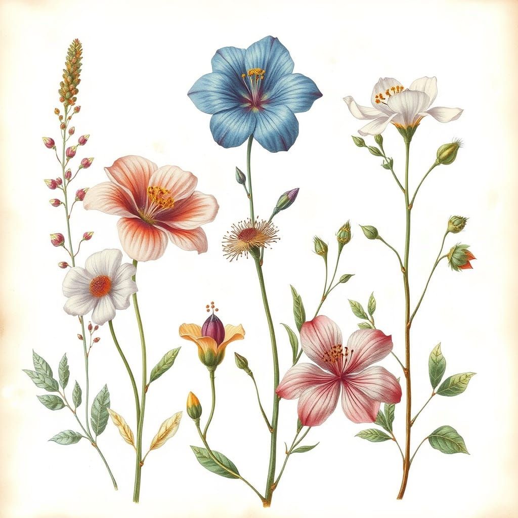 Botanical Art in Soft Watercolor