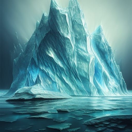 Glass Ship and Iceberg in Detailed Fantasy Art