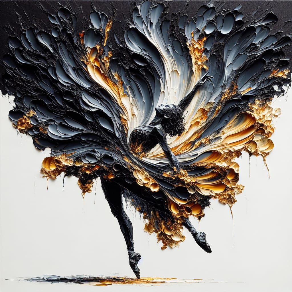 Elegant Dancer in Impasto Oil Painting