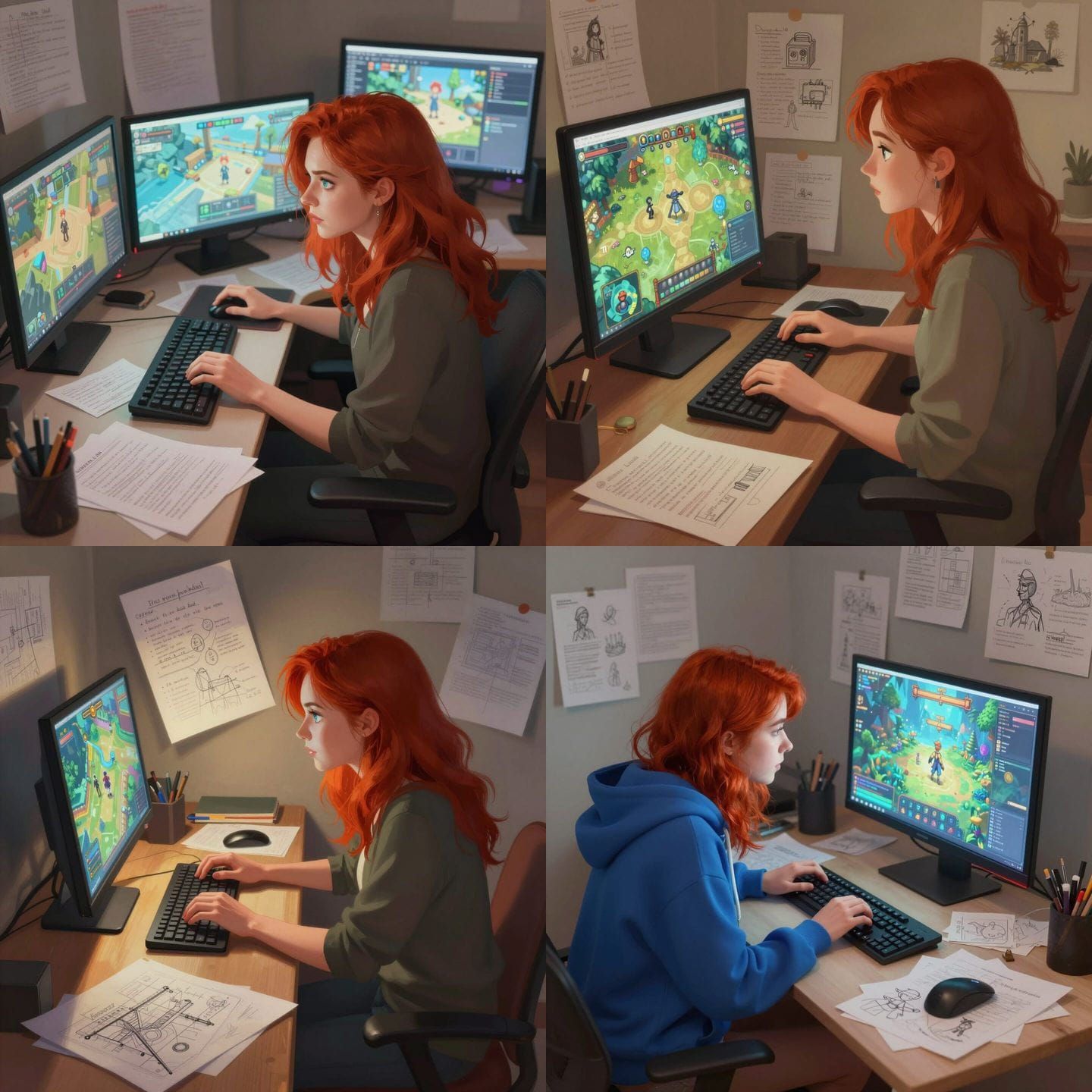 Woman Designs Game Surrounded by Notes