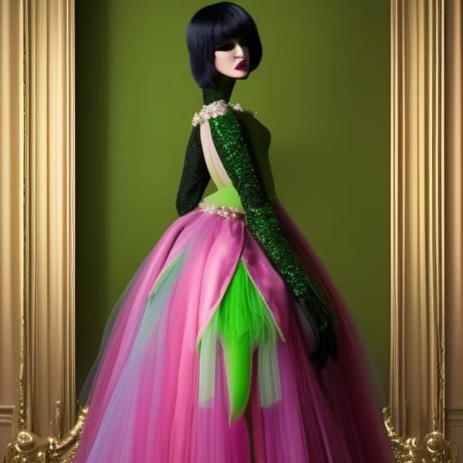 Green Emo Alien in Haute Couture Style