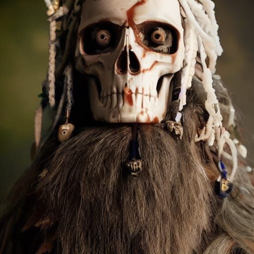 Undead Druid King Portrait with Bone Crown