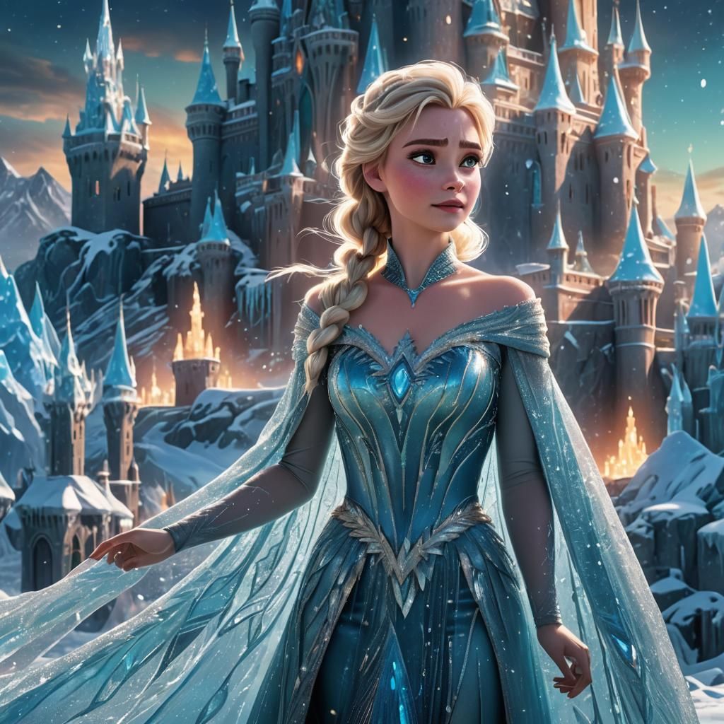 Elsa in Icy Landscape Digital Matte Painting