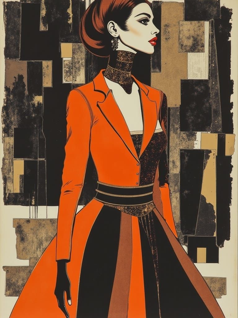 Magical Realism Fashion Model in Newspaper Print