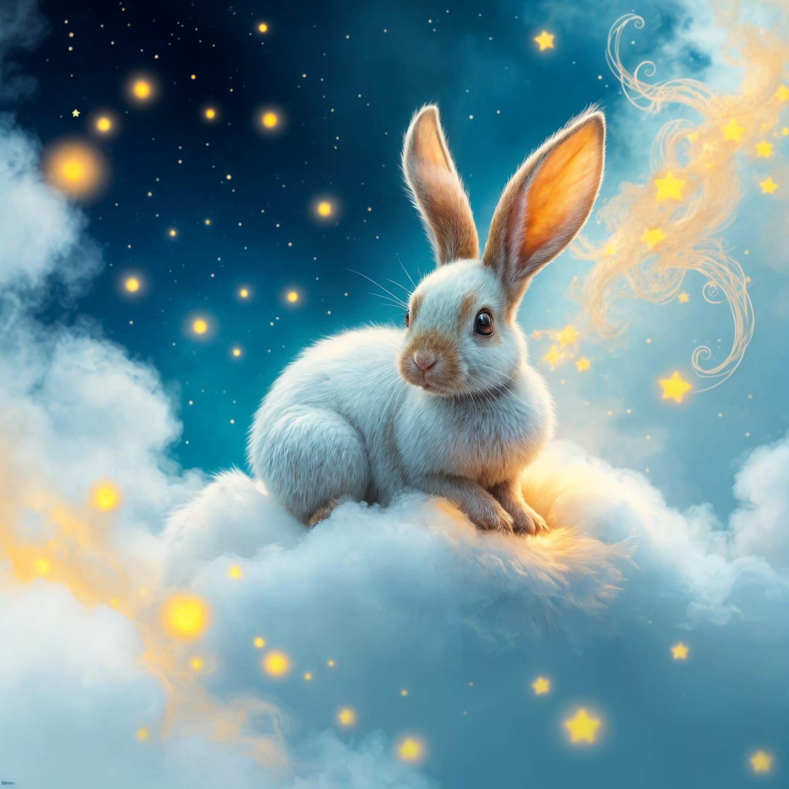 Whimsical Dark Fantasy Whisp on a Cloudy Galaxy