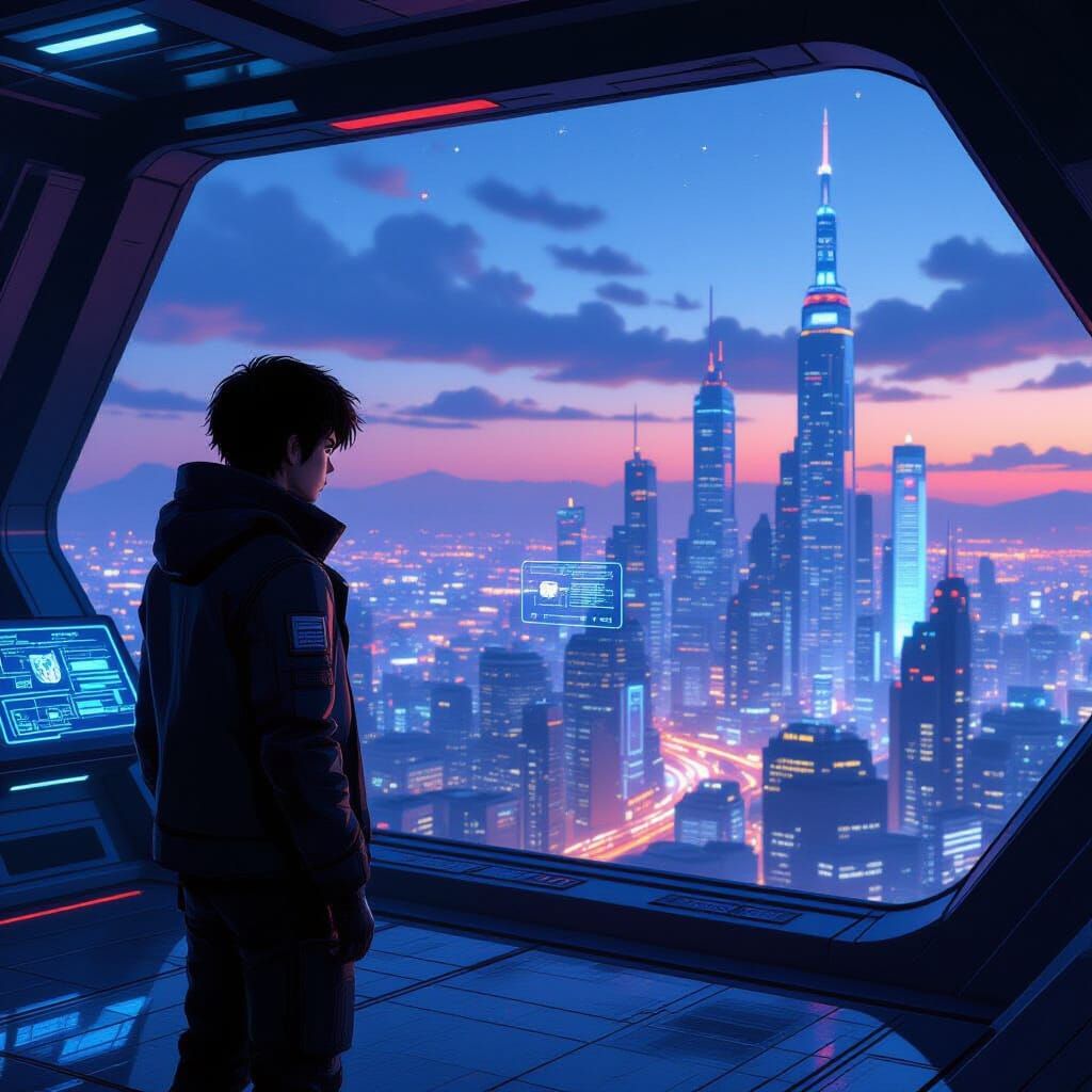 Cyberpunk Cityscape Overlook