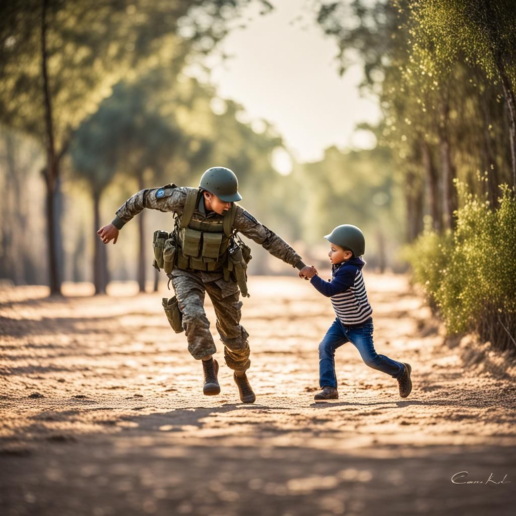 Soldier and Child with Dove: Touching Photography