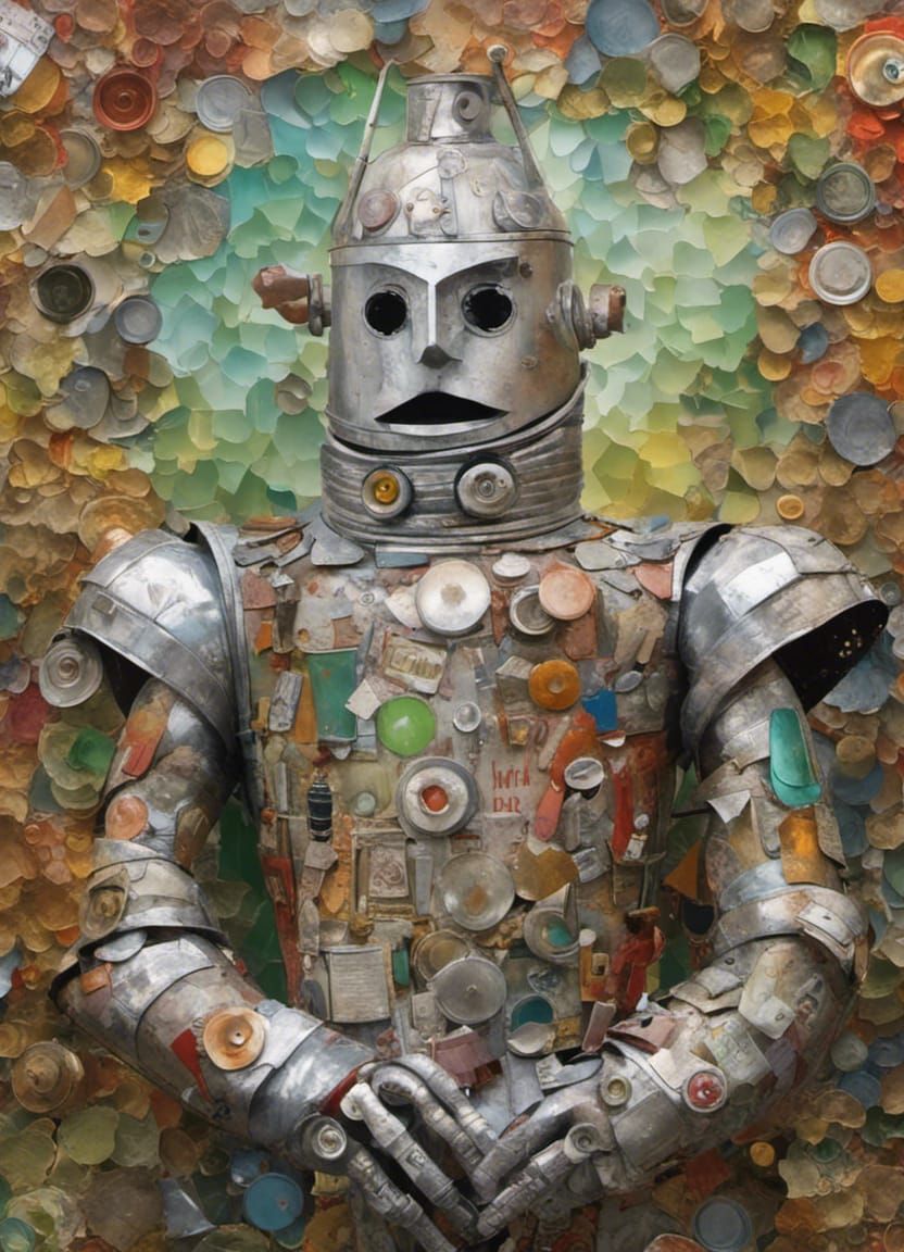 Tin Man Portrait Made of Recycled Materials