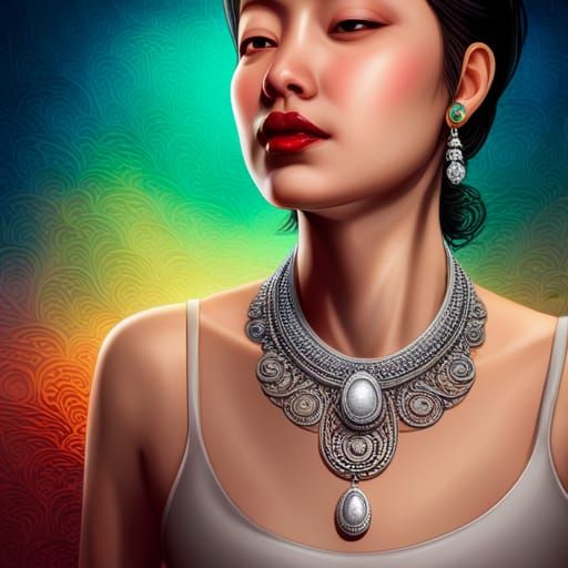 Intricate Silver Necklace with Asian Design