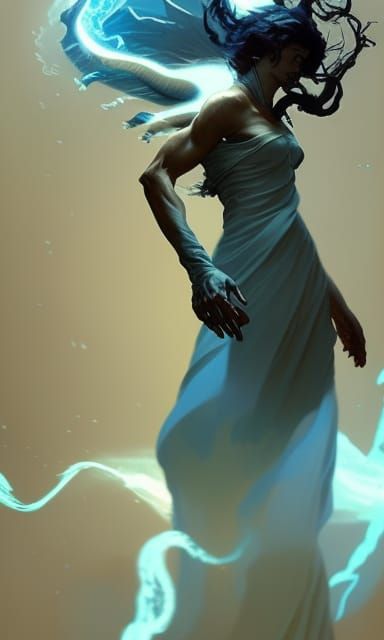 Air Elemental Genie in Dark Fantasy Style