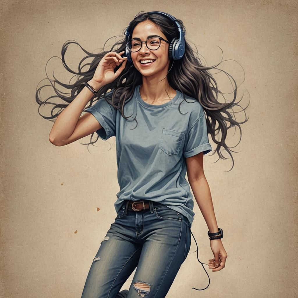 Pretty Woman Dancing: Colored Pencil Sketch in 8K